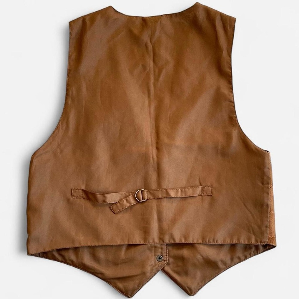 Vintage PTNY Brown Leather Patchwork Vest Medium - Picture 5 of 7